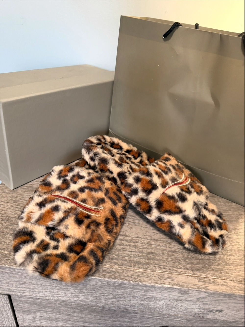 & Other Stories Leopard Faux Fur Slide Sandals - Brown & Cream